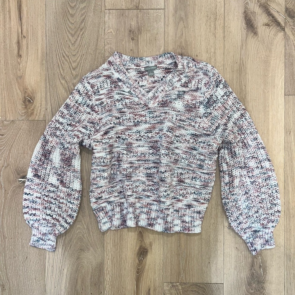 Falls Creek Women's V-Neck Sweater - Multicolor Knit